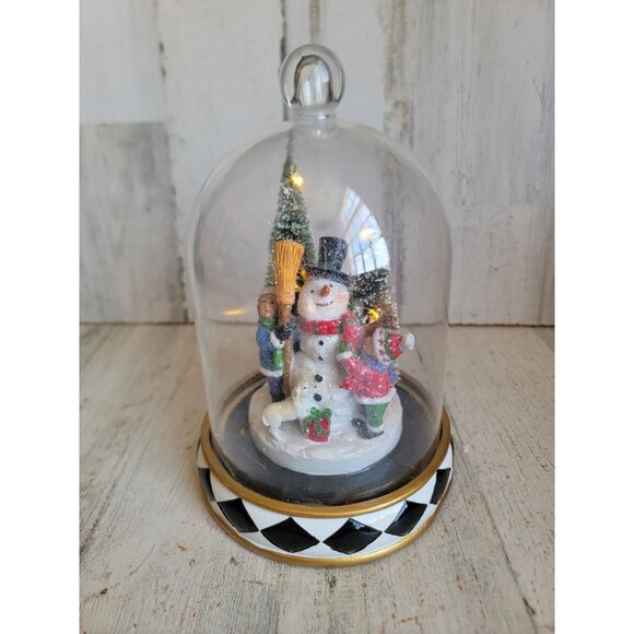 Children building snowman snow globe light up Xmas home decor figure - Picture 1 of 7
